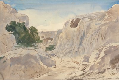 Rocky Valley of Mosta, Malta, 2-15 p.m. (April 3, 1866) by Edward Lear